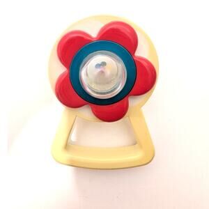 Vtg Plastic Baby Flower Rattle Toy Yellow Blue Red 5" Rare Prop 1980s
